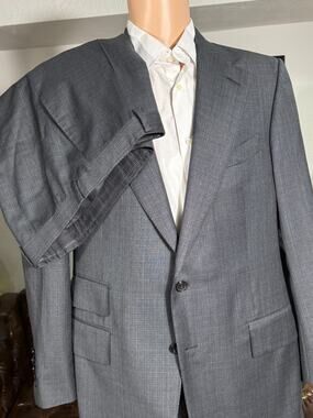 Tom Ford Gray Checked 2Pc Wool Suit 54EU 44R US Men's 36x30 trousers